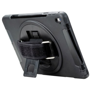 CTA Digital® Protective Case with Built-in 360º Rotatable Grip Kickstand for iPad® (Black)