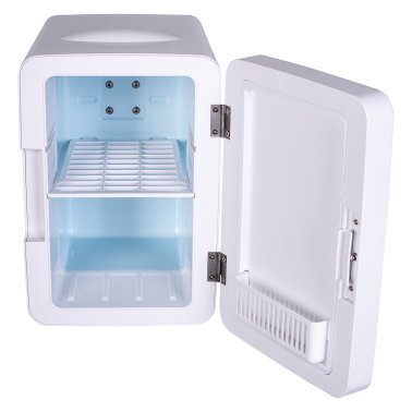 Frigidaire® .35 Cubic-Foot 10-Liter 15-Can Mini Portable Personal Fridge with Lighted Mirror Door (White)