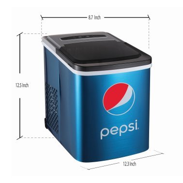 pepsi® 120-Watt Portable Compact Ice Maker with Built-in Bottle Opener, 26 Lbs. per Day, Blue