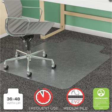 Deflecto® 36-In. x 48-In. Chair Mat with Lip for Medium-Pile Carpets