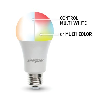 Energizer® Connect LED 10-Watt (60-Watt Equivalent) Multi-White and Multicolor Smart Bulb, A19 Bulb Shape, E26 Medium Base, Dimmable