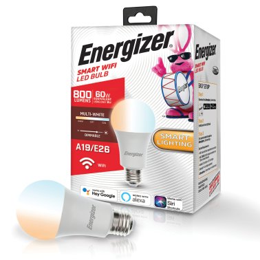 Energizer® Connect LED 11-Watt (60-Watt Equivalent) Multi-White Smart Bulb, A19 Bulb Shape, E26 Medium Base, Dimmable