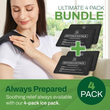 AllSett Health® Reusable Soft Gel Packs for Injuries with Velvet-Soft Fleece Fabric, 4 Pack (Black)