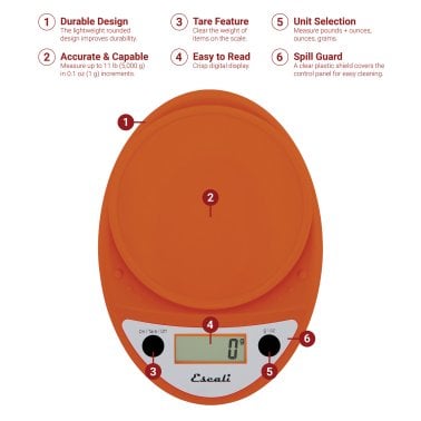 Escali® Primo Digital Kitchen Scale (Pumpkin Orange)