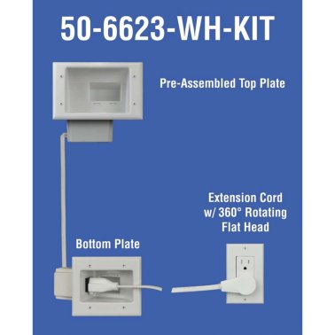 DataComm Electronics Flat Panel TV Cable Organizer Kit with Duplex Power Solution