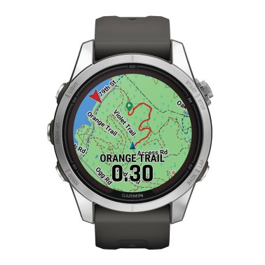 Garmin® fēnix® 7S Pro Solar Edition Smartwatch, Silver Bezel with Graphite Band