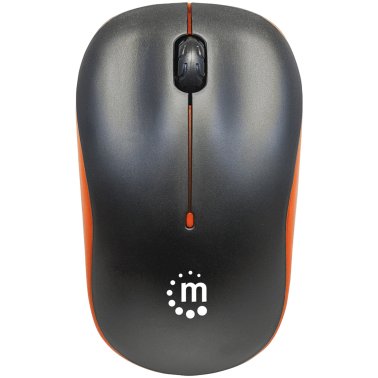 Manhattan® Success Cordless Optical Mouse, 3 Buttons, 2.4 GHz, Black and Orange