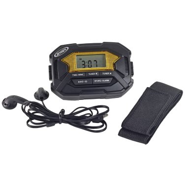 JENSEN® Armband Digital AM/FM Stereo Radio with Clock and Earbuds, Black, SAB-60