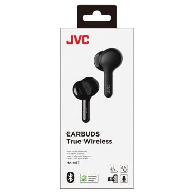JVC® HA-A8T In-Ear True Wireless Stereo Bluetooth® Earbuds with Microphone and Charging Case (Black)