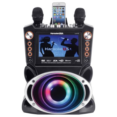 Karaoke USA™ GF946 DVD/CD+G/MP3+G Bluetooth® 35-Watt Karaoke System with 7-Inch TFT Digital Color Screen, LED Lights, HDMI® Output, and 2 Microphones