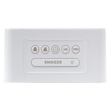Lumoday™ Dual USB Alarm Clock (White/Wood)