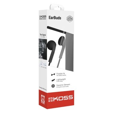 KOSS® On-Ear Earbuds, KE10 (Black)