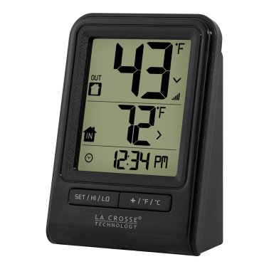 La Crosse Technology® Battery-Powered LCD Wireless 2-Piece Digital Weather Thermometer Station with Hygrometer