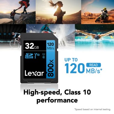 Lexar® High-Performance 800x SDHC™/SDXC™ UHS-I Card BLUE Series (32 GB)