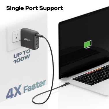 Mobile Pixels 100-Watt USB-C® and USB-A Wall Charger, Black