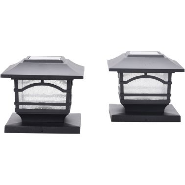 MAXSA® Innovations Mission-Style Solar Post Cap and Deck Railing Lights, 2 Pack (Black)