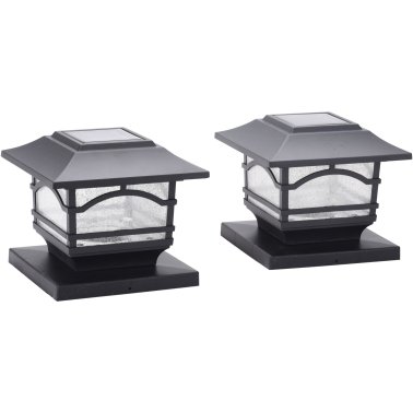 MAXSA® Innovations Mission-Style Solar Post Cap and Deck Railing Lights, 2 Pack (Black)