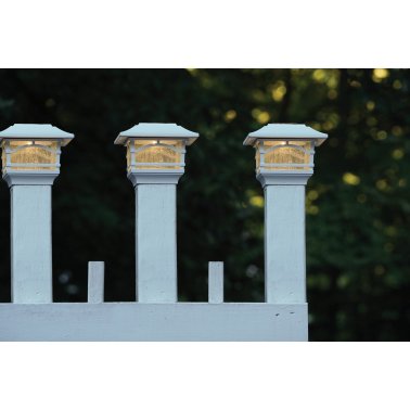 MAXSA® Innovations Mission-Style Solar Post Cap and Deck Railing Lights, 2 Pack (White)