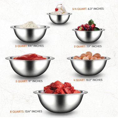 NutriChef Stainless Steel Mixing Bowl Set