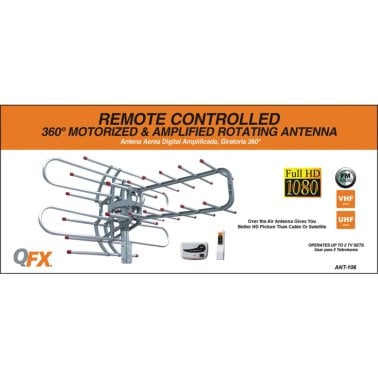 QFX® HD/DTV/UHF/VHF/FM 360° Rotating Outdoor Antenna