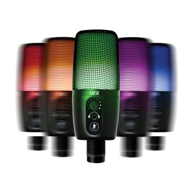 QFX® M-192 Ultra-High-Resolution USB Microphone with RGB Studio Lights and Desk Tripod Stand