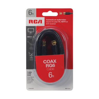 RCA RG6 Coaxial Cable, Black (6 Ft.)