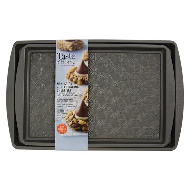 Taste of Home® 2-Piece Non-Stick Metal Baking Sheet Set, 15 In. x 10 In. and 17 In. x 11 In., Ash Gray