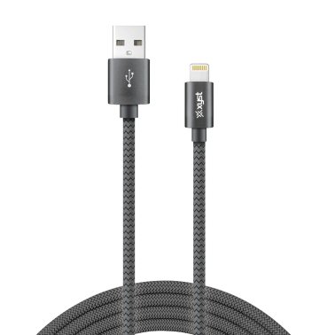 XYST™ Charge and Sync USB to Lightning® Braided Cable, 10 Ft. (Black)