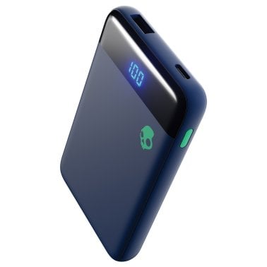 Skullcandy® Stash® Mini 5,000 mAh USB-A to USB-C® Portable Charger with Split Charging Cable (Dark Blue / Green)