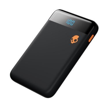 Skullcandy® Stash® Mini 5,000 mAh USB-A to USB-C® Portable Charger with Split Charging Cable (Black/Orange)