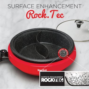 THE ROCK™ by Starfrit® Dual-Sided 3.2-Qt. Electric Hot Pot, Red