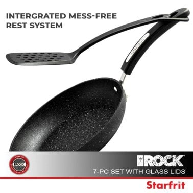 THE ROCK™ by Starfrit® 7-Piece Cookware Set w/Bakelite Handles, Black