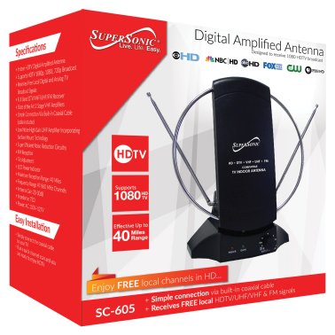 Supersonic® HDTV Digital Amplified Indoor Antenna