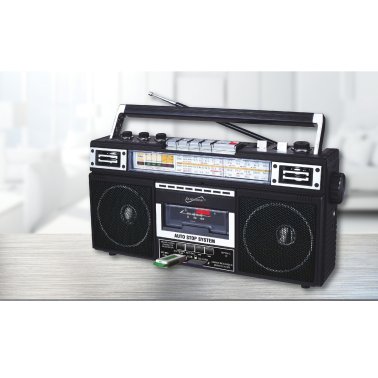 Supersonic® Retro 4-Band Radio and Cassette Player with Bluetooth® (Black)