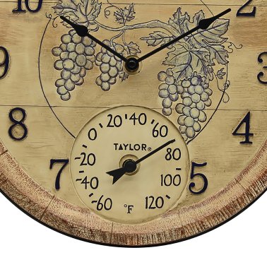 Taylor® Precision Products 14-In. Wine Time Poly Resin Clock and Thermometer with Bonus Corkscrew