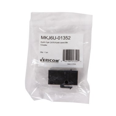 Vericom® VGC™ Series CAT-6 UTP RJ45 Keystone Coupler, Unshielded, Black