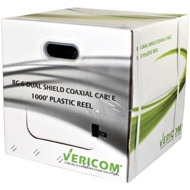 Vericom® RG6 CCS Dual-Shield Coaxial Cable, 1000ft