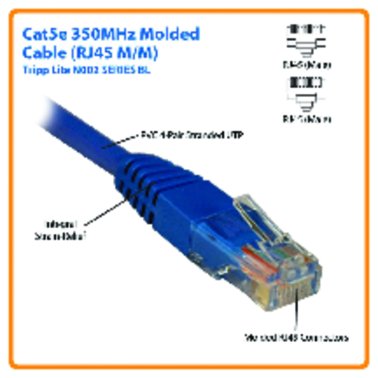 Tripp Lite® by Eaton® CAT-5E Molded Patch Cable, 3 Ft., Blue, N002-003-BL
