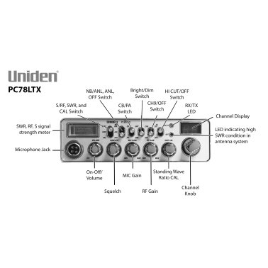 Uniden® Bearcat® 40-Channel CB Radio with SWR Meter, Chrome, PC78LTX