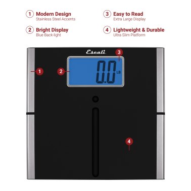Escali® 440-lb Capacity Black Bathroom Scale
