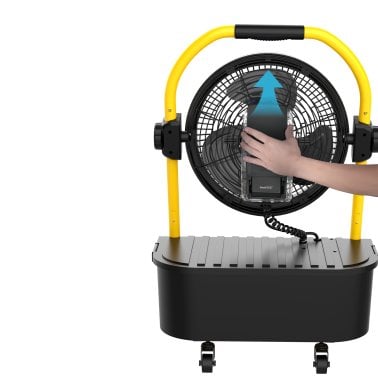 GeekAire® Variable-Speed 12-In. Rechargeable Outdoor High-Velocity Misting Floor Fan with Removeable Battery Power Bank and 2.9-Gal. Water Tank