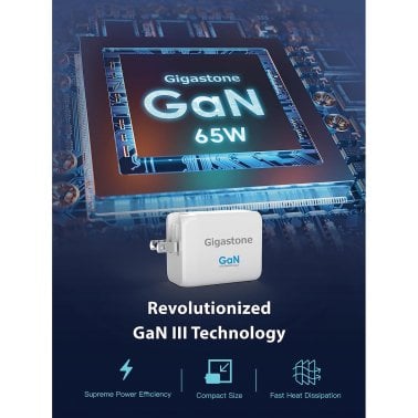 Gigastone® 65-Watt PD 3.0 3-Port GaN Fast Charging USB Adapter