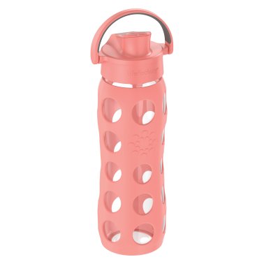 Lifefactory® 22-Oz. Glass Water Bottle with Active Flip Cap and Protective Silicone Sleeve (Cantaloupe)