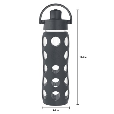 Lifefactory® 22-Oz. Glass Water Bottle with Active Flip Cap and Protective Silicone Sleeve (Carbon)