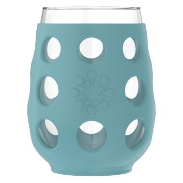 Lifefactory® 17-Oz. Stemless Wine Glasses with Protective Silicone Sleeves and Lids, 4 Count (Carbon/Dusty Purple/Aqua Teal/Stone Gray)