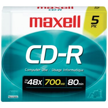 Maxell® CD-R 48x 700 MB/80-Minute Blank Discs (5 Pack)