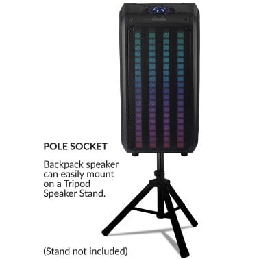 IQ Sound® Sound Traveler 20-Watt-Continuous-Power Portable Backpack Speaker with Wired Microphone and Remote