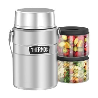 Thermos® 47-Oz. Stainless King™ Big Boss™ Double-Wall Stainless Steel Food Jar with 2 Inner Containers, Silver