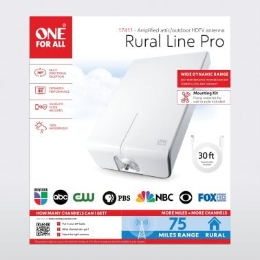 One For All® Rural Line Pro Amplified Outdoor HDTV Antenna with Mounting Kit