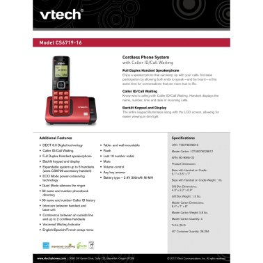 VTech® Cordless Phone System with Caller ID/Call Waiting